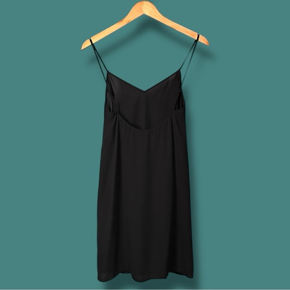 EUC Zara Semi Sheer Mini V-Neck Slip Dress in Black. Size Small - Picture 2 of 11